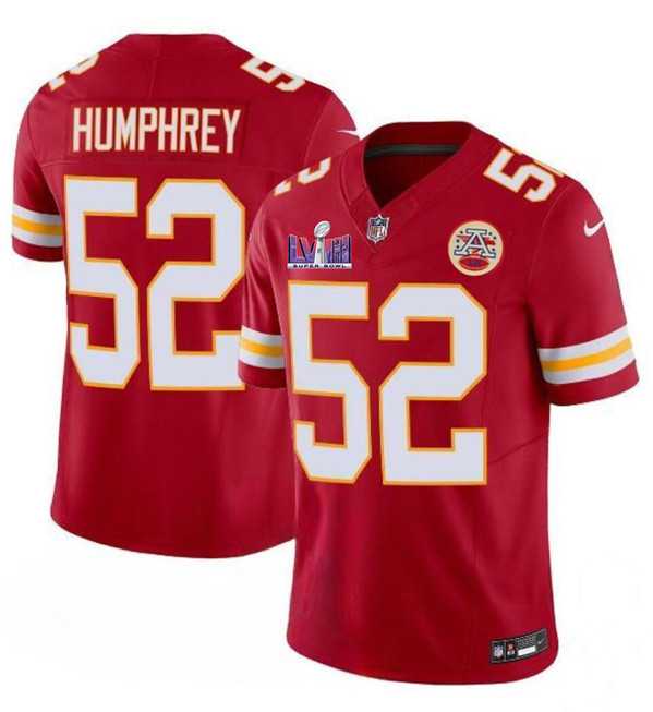 Men & Women & Youth Kansas City Chiefs #52 Creed Humphrey Red 2024 F.U.S.E. Super Bowl LVIII Patch Vapor Untouchable Limited Jersey